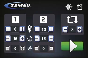 Imagen ilustrativa de la configuración de equipos Zamar, destacando su diseño intuitivo y personalizable para tratamientos de crioterapia, presoterapia y termoterapia.